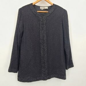 RARE! Vintage 1980s Stenay Black Beaded 100% Silk Evening Jacket -Stunning!